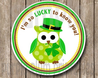 Instant Download - OWL St Patrick's Day Tag  - Happy St Patrick's Day  - Print at Home