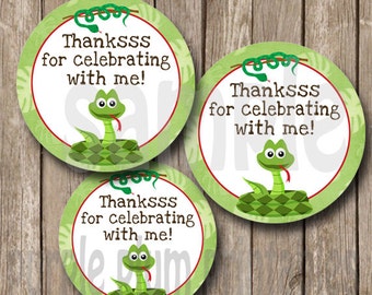 Instant Download - Reptile Party Tags - Circle Tags - Print at Home