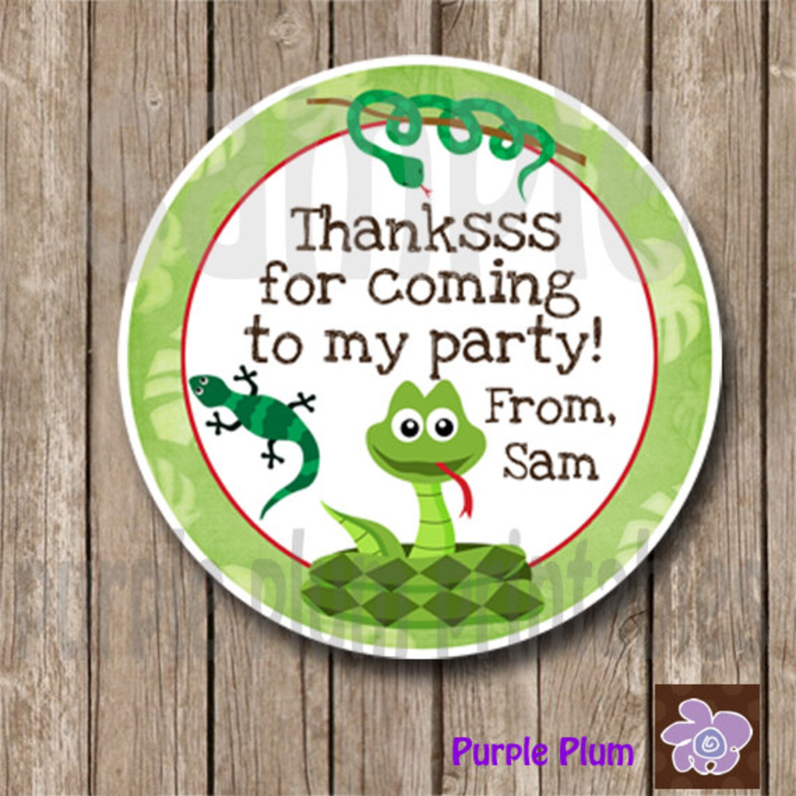 Personalized snake Reptile Favor Tag Reptile Birthday Party Etsy UK