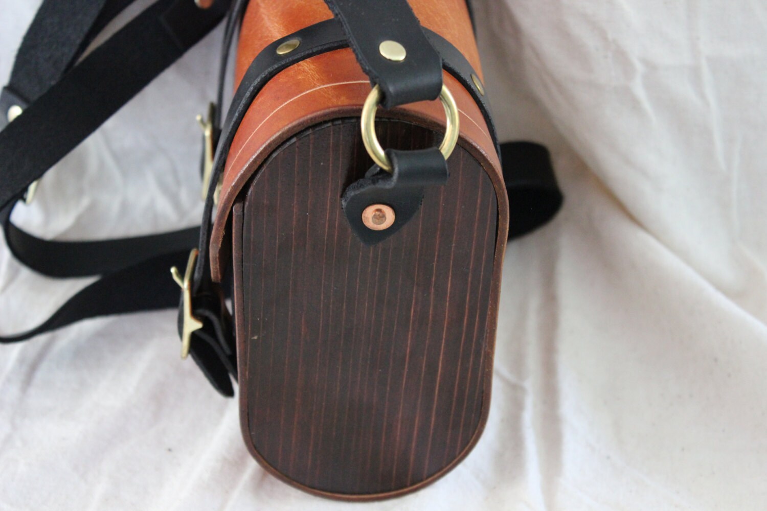 Wood-sided Leather Sachel - Etsy