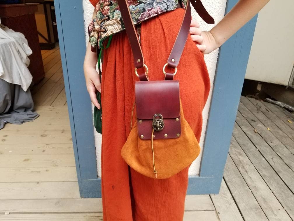 Suede Leather Shoulder Strap Pouch