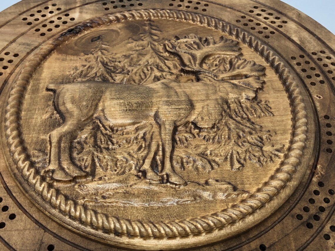 Cribbage Board Plans Round Caribou Easy to Make CNC Router Etsy