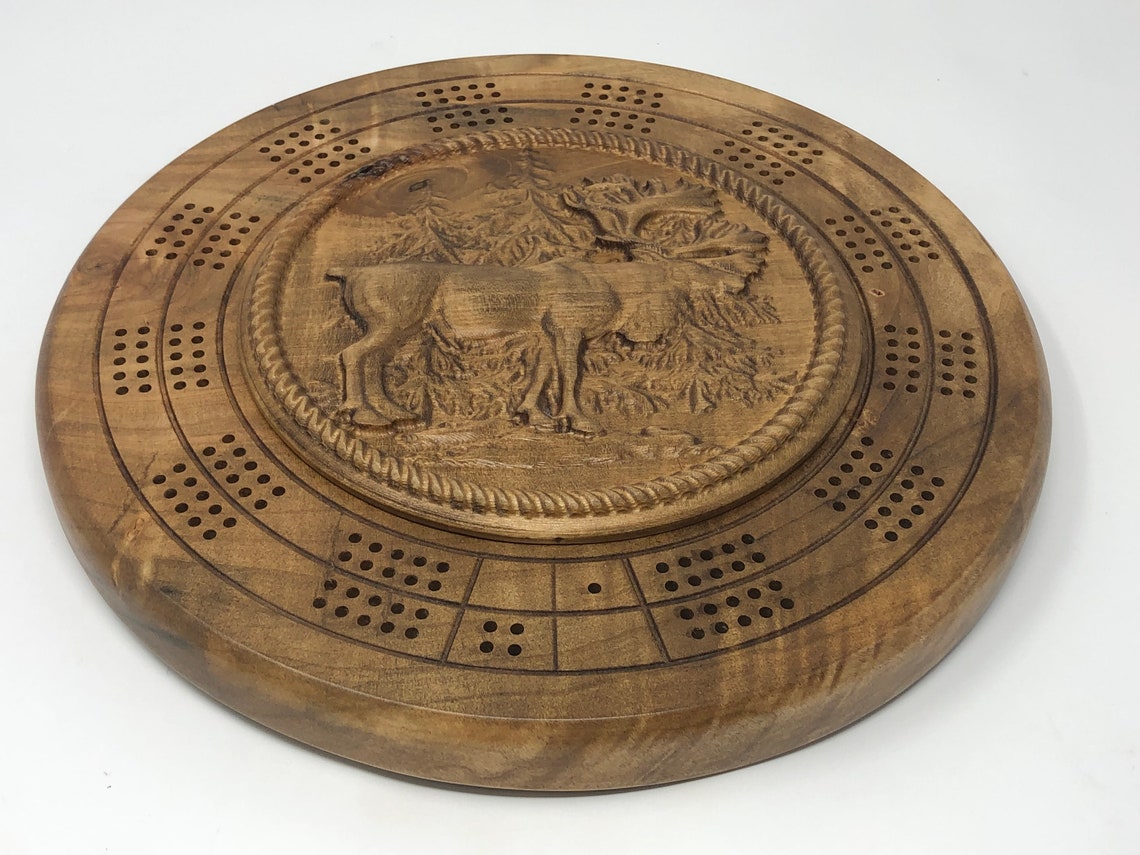 Cribbage Board Plans Round Caribou Easy to Make CNC Router Etsy