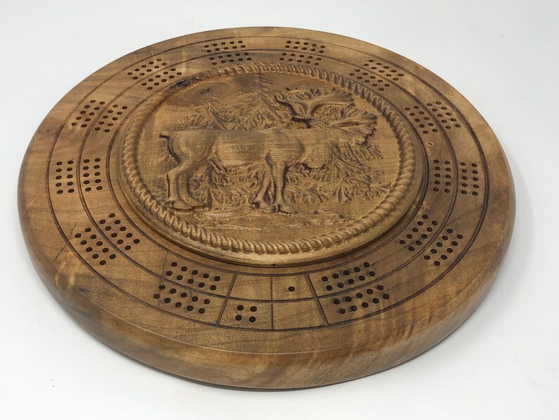 Cribbage Board Plans Round Caribou Easy to Make CNC Router Etsy