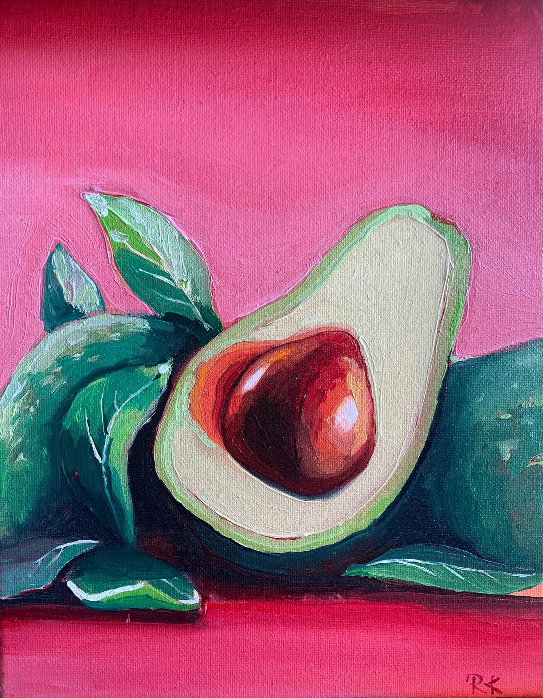 Avocado Oil Painting Art on Canvas Original Food Oil Painting Avocado ...