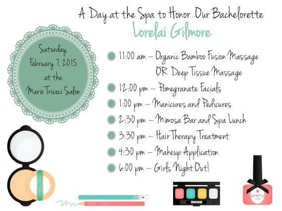 printable bachelorette party weekend invitation itinerary spa etsy