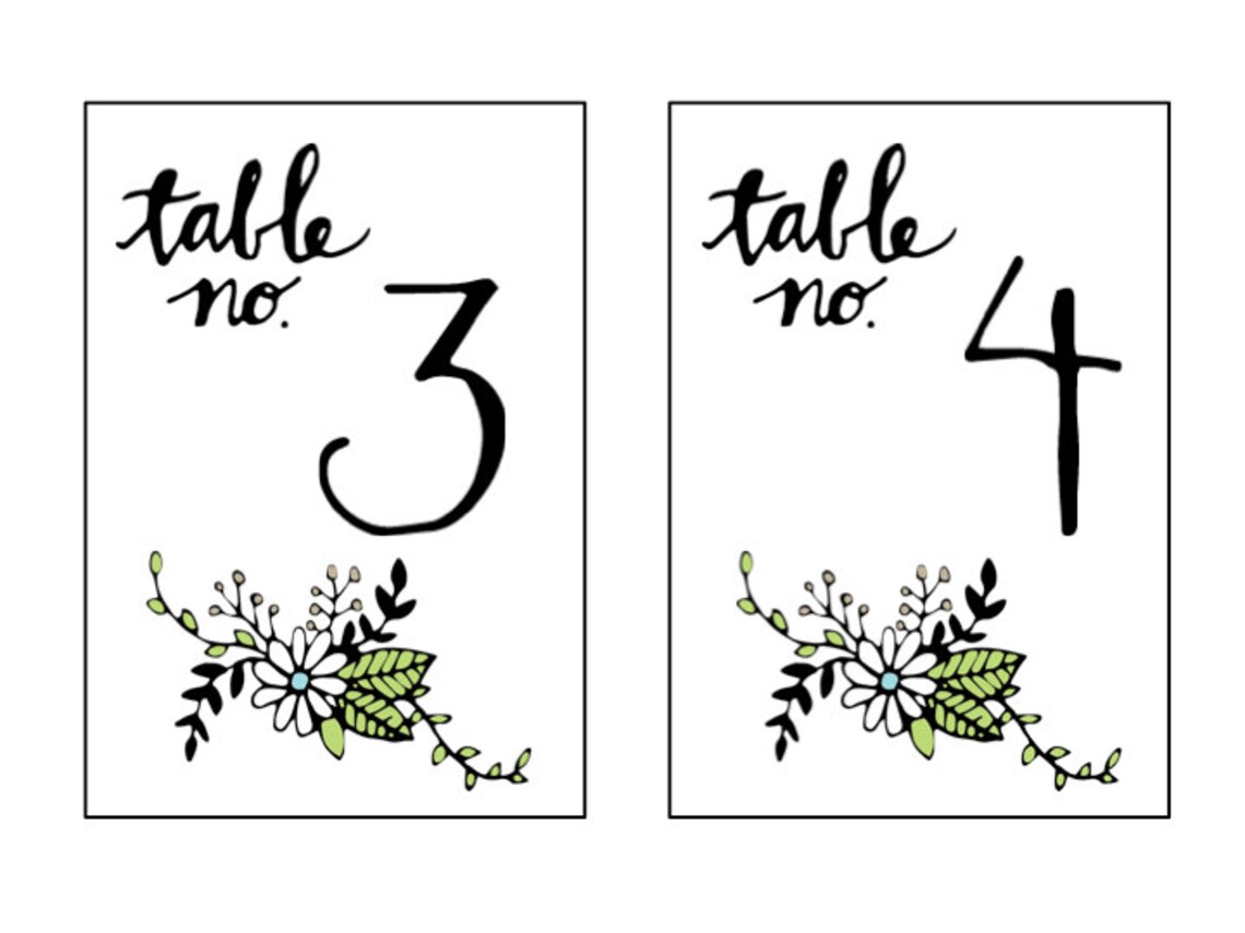PRINTABLE/DIY Wedding or Party Table Numbers 4x6 - Etsy