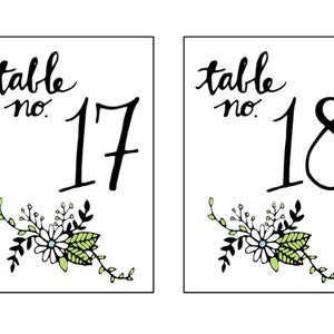 PRINTABLE/DIY Wedding or Party Table Numbers - 4x6" Printable to Frame ...