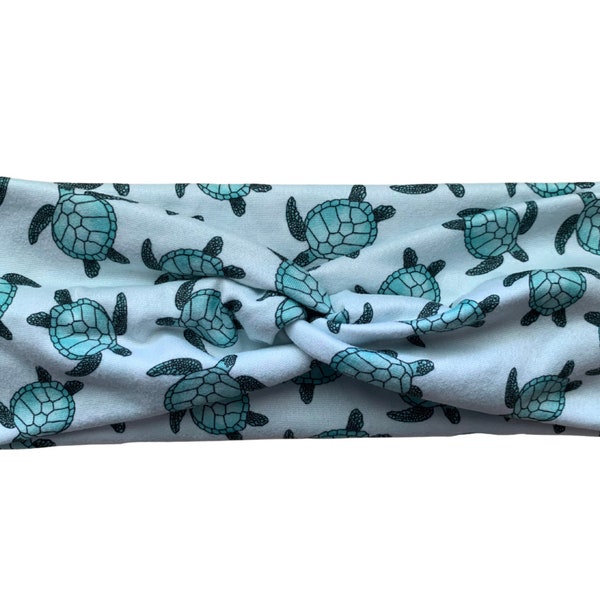 Blue Sea Turtle - Ocean - Summer - Faux Knot Adult Headband