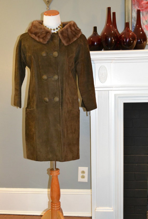 Incredible '60's Suede Coat with Fox Fur Trim