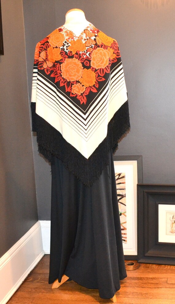 Shaheen Orange/Black Dress with Fringed Shawl - image 5