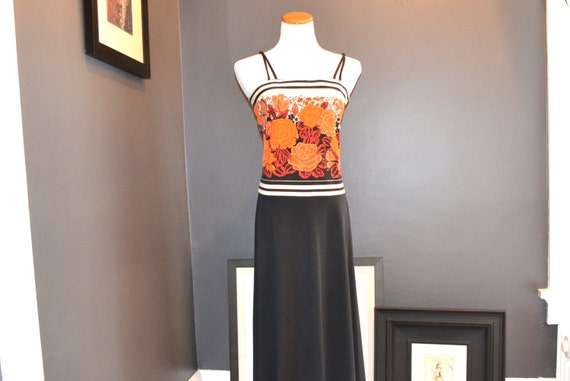 Shaheen Orange/Black Dress with Fringed Shawl - image 2