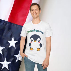 I'm Loving Linux Penguin T-Shirt | Happy Penguin, Computer Nerd, Not Microslop