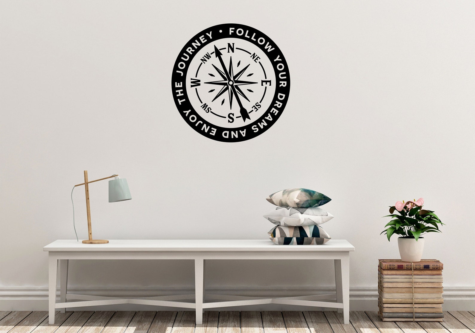 Compass dreams journey motivational quote wall sticker Etsy