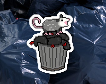 Pixel Trash Opossum Sticker