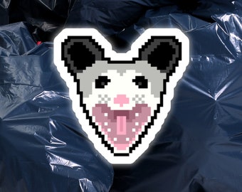Pixel Screaming Opossum Sticker