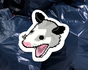 Pixel Screaming Side View Opossum Sticker