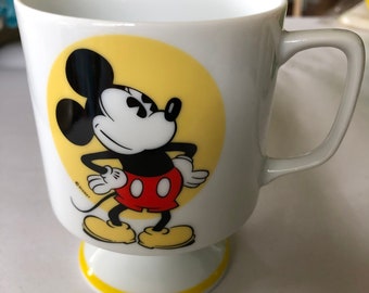 Vintage Walt Disney Mickey Mouse Pedestal /Footed Coffee Mug/Cup 70's
