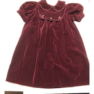 Vintage Osh Kosh Collection Girl Holiday Dress Burgundy Removable Collar Size 5 image 1