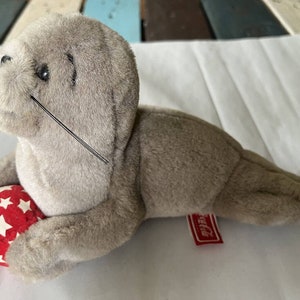 Vintage Coca Cola Seal Holding Coca Cola Ball Stuffed Animal Plush 9&quot; Wide