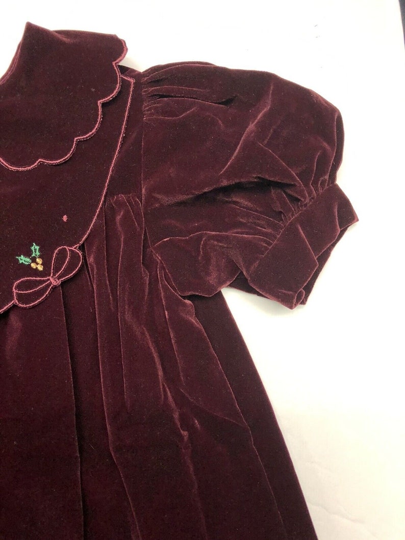 Vintage Osh Kosh Collection Girl Holiday Dress Burgundy Removable Collar Size 5 image 6