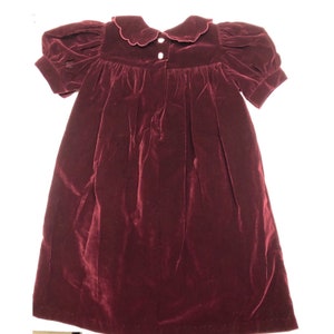 Vintage Osh Kosh Collection Girl Holiday Dress Burgundy Removable Collar Size 5 image 3