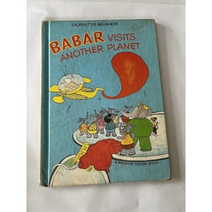 Vintage Babar Visits Another Planet Kinderbuch Laurent de Brunhoff