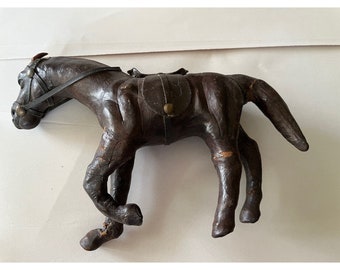 ヴィンテージ レザーラップ 馬 乗馬フィギュア 2体セット 5.5インチ