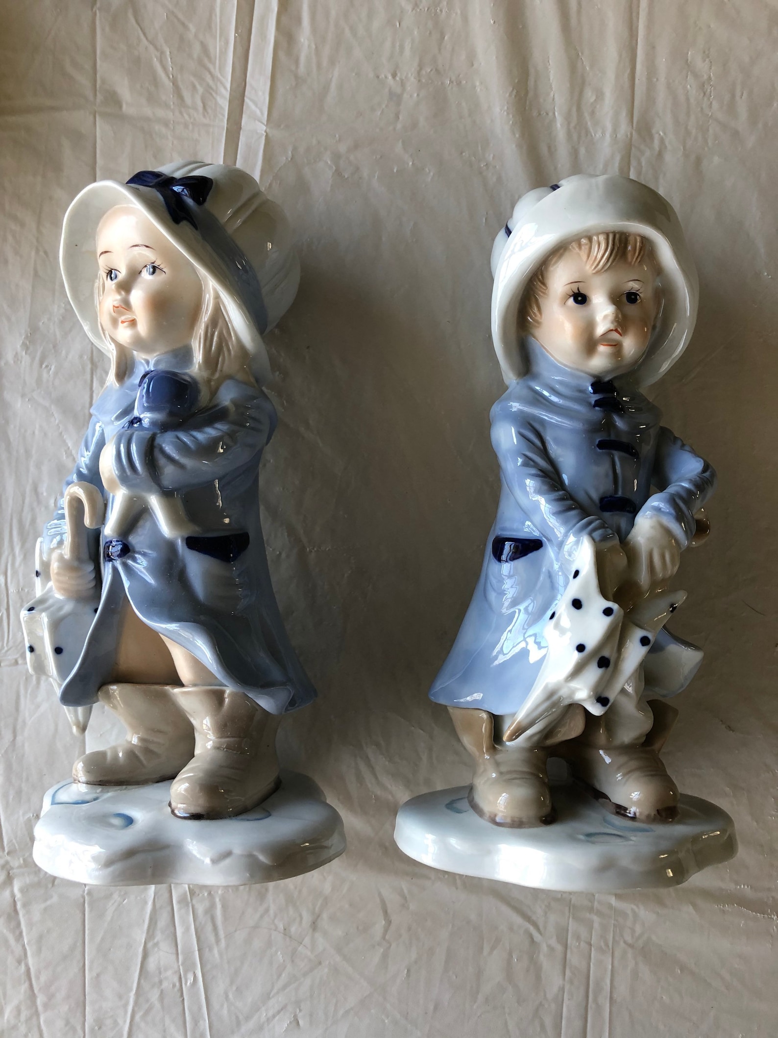 Vintage KPM Porcelain Figurines Girl/Boy with Raincoat and Etsy