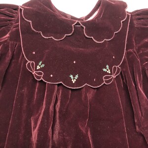 Vintage Osh Kosh Collection Girl Holiday Dress Burgundy Removable Collar Size 5 image 5