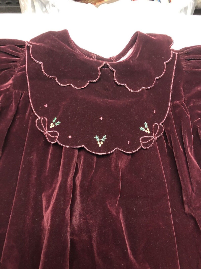 Vintage Osh Kosh Collection Girl Holiday Dress Burgundy Removable Collar Size 5 image 5