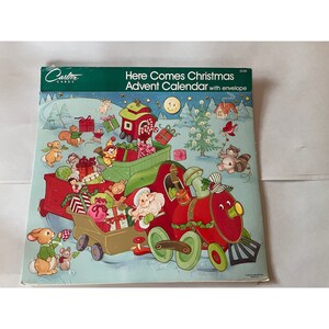 Vintage Carlton kaarten hier komt kerst adventskalender met envelop nieuwe