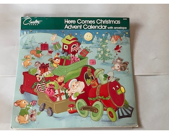 Vintage Carlton Cards Here Comes Christmas Advent Calendar with Envelope New