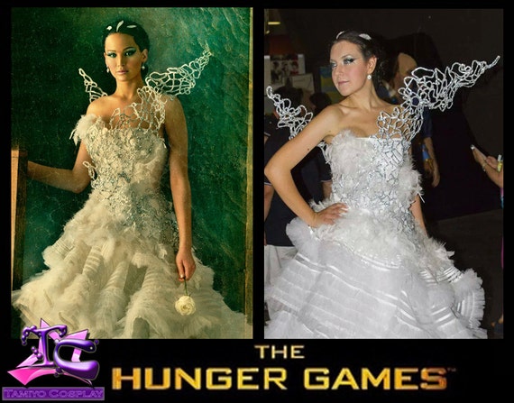 artículos similares a katniss everdeen cosplay traje de la boda