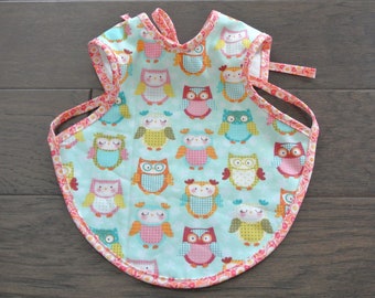 Adult Baby Waterproof-towelling-quilted bib with binding and ties. 