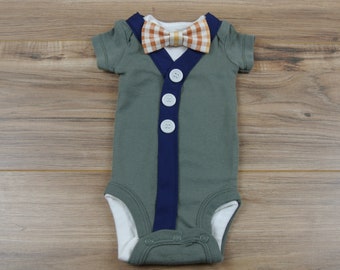 LAST ONE! Olive Cardigan Bodysuit with Bow Tie Set. It's perfect for Newborn Photos, First Birthday, Coming Home Outfit or Gift Thanksgiving