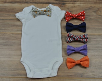 Short Sleeve White Bodysuit with Bow Tie Set. Perfect for Newborn Photos, First Birthday, Coming Home Outfit, Baptism or Baby Shower Gift.