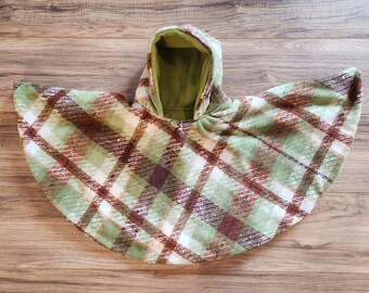 READY TO SHIP! Brown & Green Plaid Car Seat Poncho fits 6 months to 6 years. It's Reversible, Hooded and Car Seat Safe to keep Kids Warm