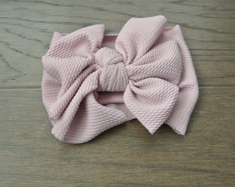 Stretchy Light Purple waffle headwrap, Messy Bow, ruffle bow headwrap, Large Headband, big bow headband, baby hair bows, oversized head wrap