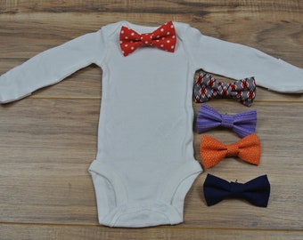 Long Sleeve White Bodysuit with Bow Tie Set. Perfect for Newborn Photos, First Birthday, Coming Home Outfit, Baptism or Baby Shower Gift.