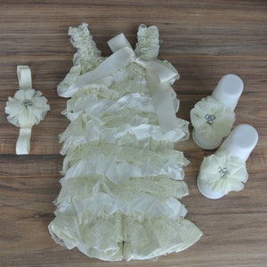 Ivory Baby Girl Petti Romper Set, baby romper, Baby girl Outfit, Baby Lace Romper, baby clothes, baby gift, 1st birthday, Baptism