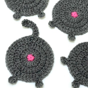 Set of Four Cat Butt Coasters // Cat Coasters // Crochet Coasters // Cat Butt Coasters image 3