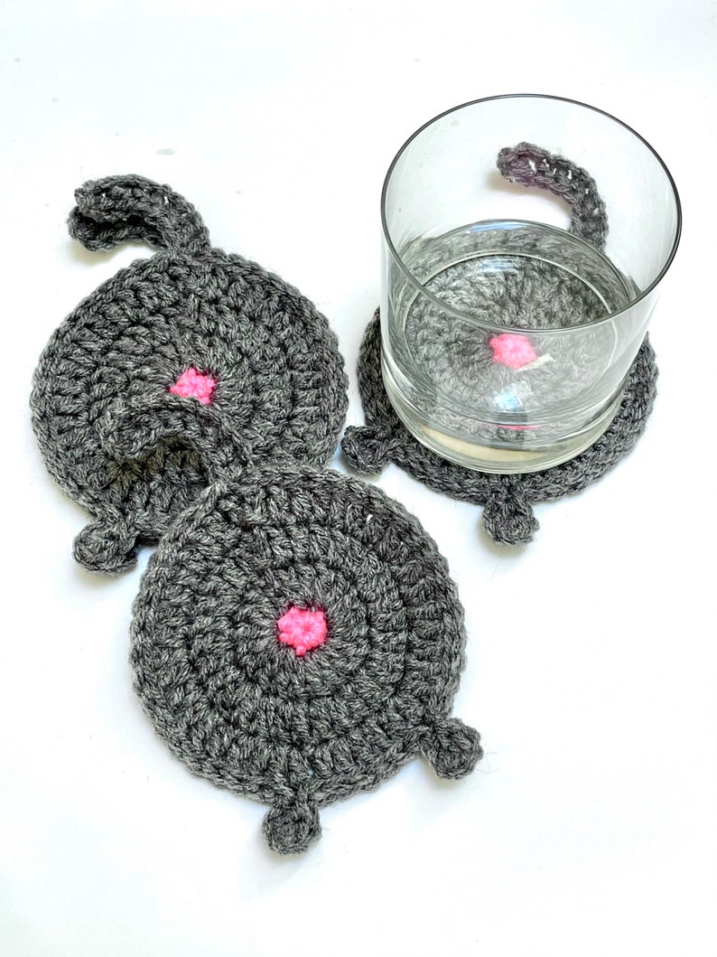 Set of Four Cat Butt Coasters // Cat Coasters // Crochet Coasters // Cat Butt Coasters image 1