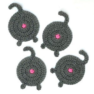 Set of Four Cat Butt Coasters // Cat Coasters // Crochet Coasters // Cat Butt Coasters image 2