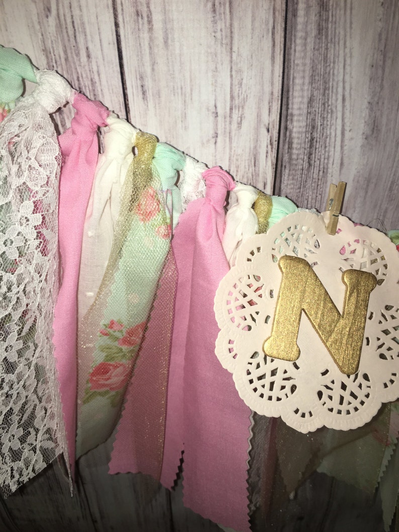Personalized Fabric Banner // Shabby Chic Fabric Banner // Etsy