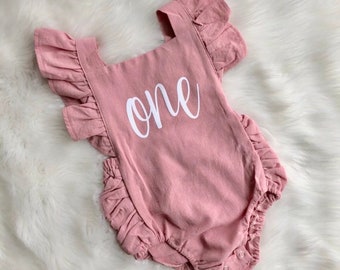 Blush First Birthday Outfit // Baby Girl First Birthday Outfit // One Outfit // Baby Girl Outfit // One Romper // One Birtday Outfit / Blush
