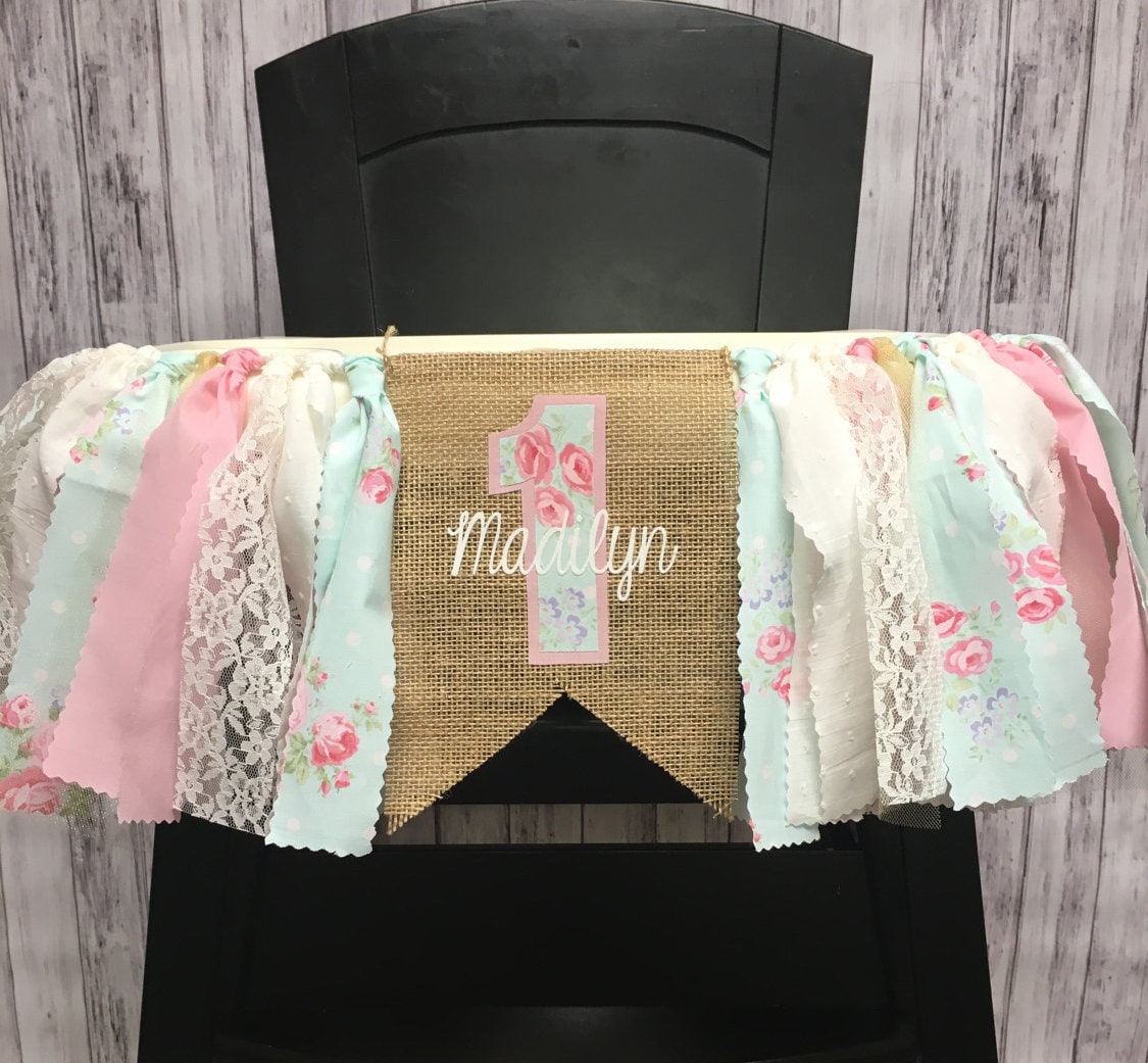 Personalized Highchair Banner // Floral Highchair Banner // Etsy