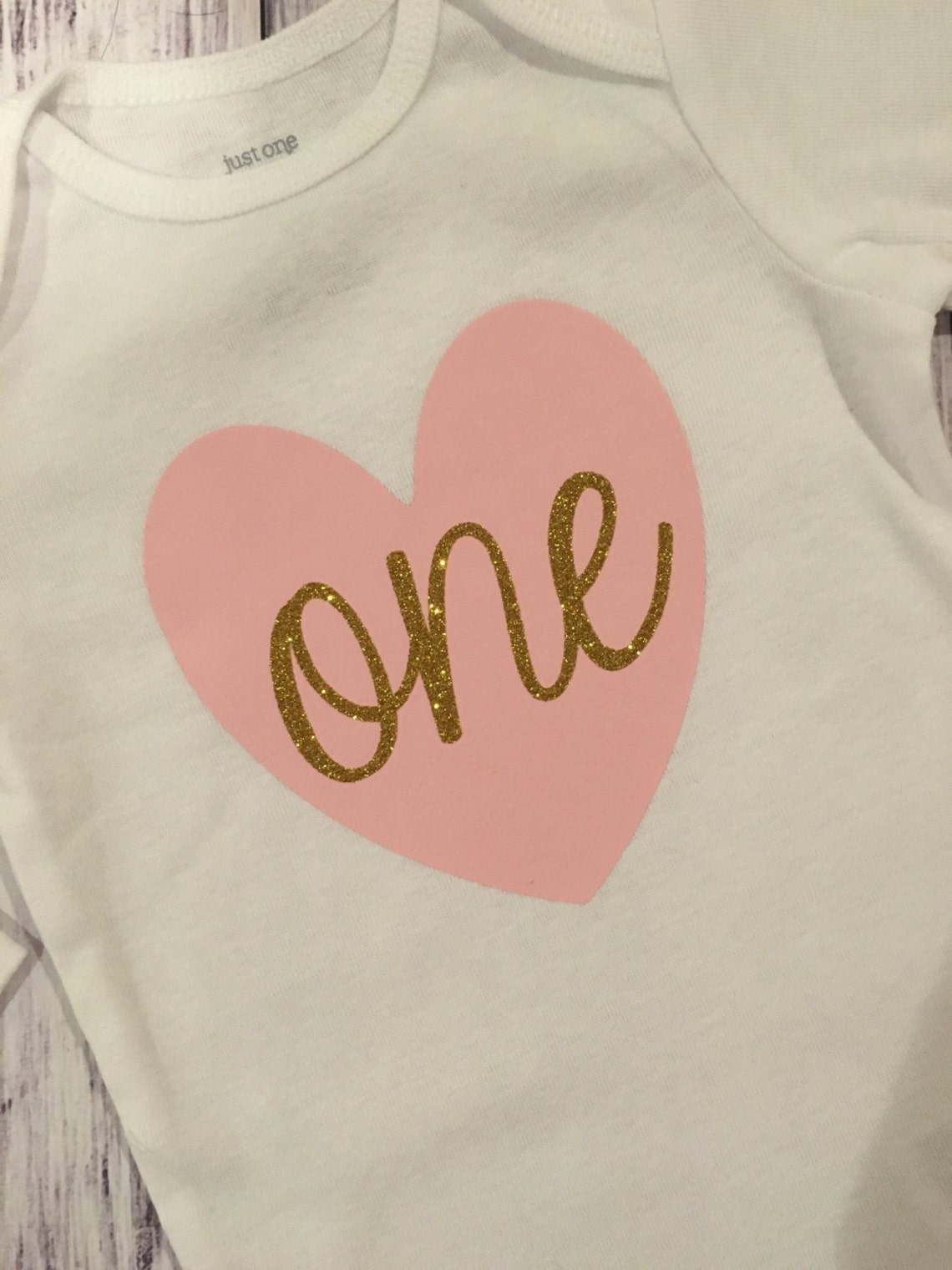 Pink and Gold First Birthday Bodysuit // Pink and Gold Etsy