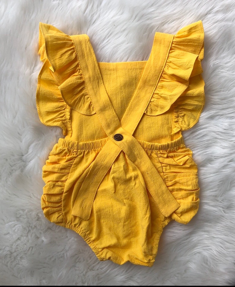 Personalized First Birthday Outfit Baby Girl First Birthday Outfit Yellow Birthday Outfit Personalized Birthday Romper