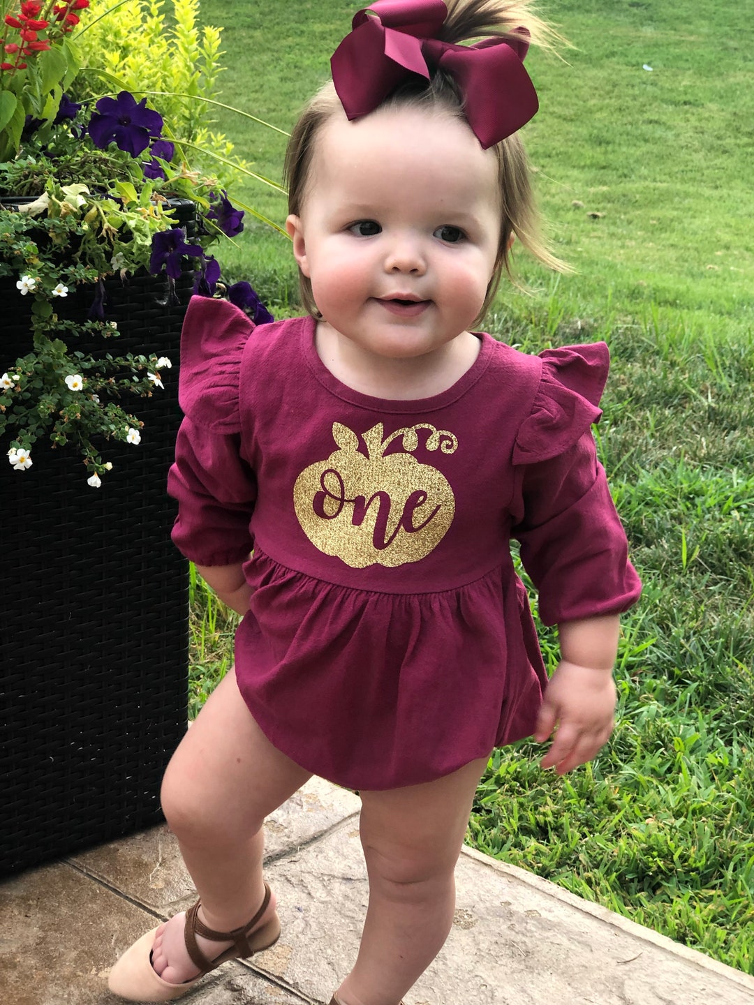 Pumpkin First Birthday Outfit // Baby Girl First Birthday Etsy